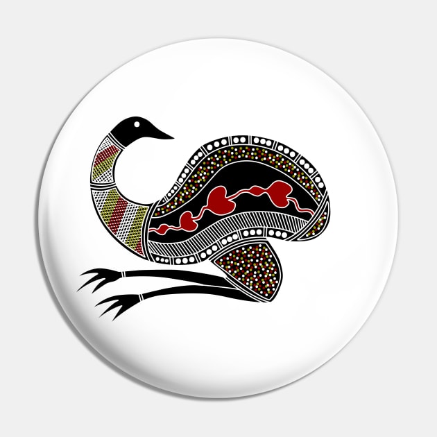 Aboriginal Art - Emu Red Pin by hogartharts