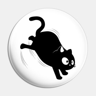 Slipping black cat Pin