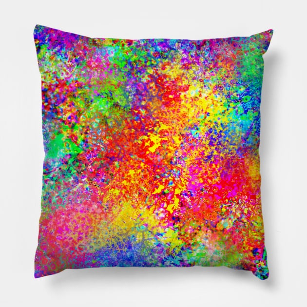 Psychedelic Blacklight Splatter Pillow by Art by Deborah Camp