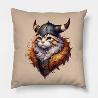 Funny Viking Warrior Cat Norse Mythology Anime Portrait Pillow