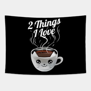 Cat And Coffee Cup 2 Things I Love On Purrsday Tapestry