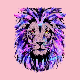 Pink Lion Artwork - Purple Lion - Wildlife - Big Cat T-Shirt