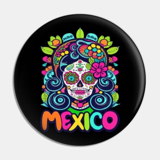 Sugar Skull Mexico Halloween Catrina Skull Pin