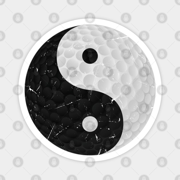 Distressed Yin and Yang Golf Ball as a funny golf gift for men and women Magnet by Soul Searchlight