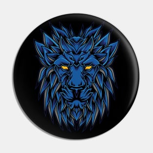 blue lion head Pin