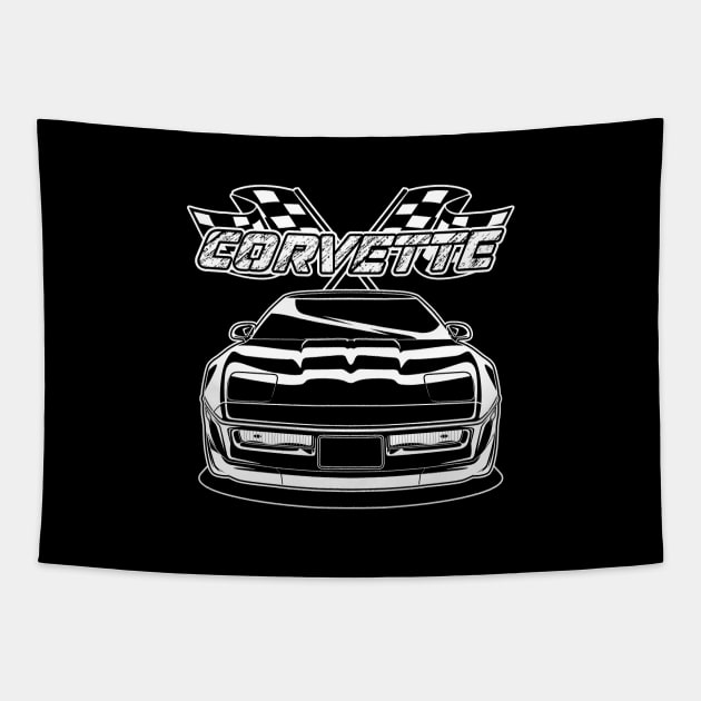 Corvette (White Print) Tapestry by WINdesign