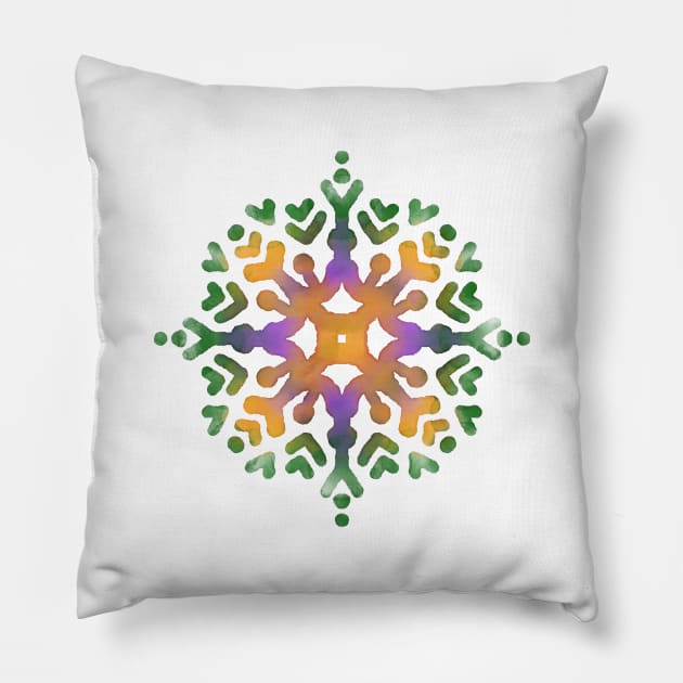 Phulkari Motif - Indian Punjab Traditional Folk Art in Digital Watercolors GC-126-05 Pillow by GraphicCharms