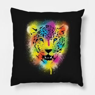 Pop Tiger Paint Drips Splatters Pillow