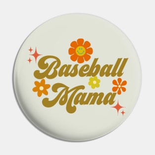 Baseball Mama - 70s style - green Pin