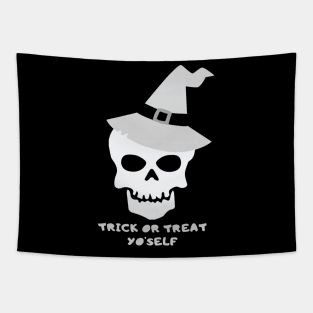 Trick or Treat Yourself – Funny Hat Skull Tapestry