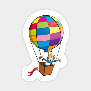 The boy in the hot air balloon. Vector Illustration Magnet