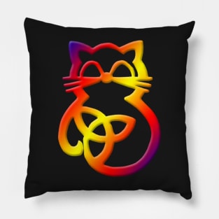 Rainbow Trinity Knot Celtic Cat Pillow