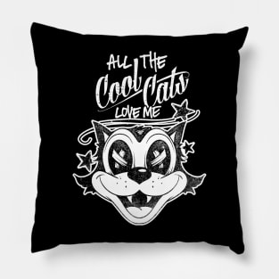 Rad Cool Cats Love Me - Retro Rockabilly Lowbrow Pillow