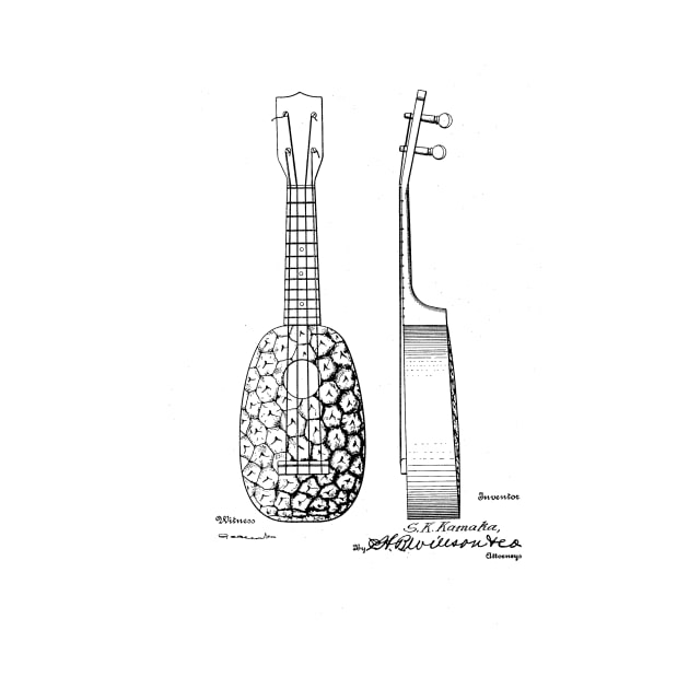 Ukelele Vintage Patent Hand Drawing by TheYoungDesigns