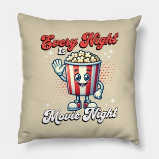 Popcorn Mascot 🍿 "Every Night is Movie Night" Pillow