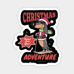 Funny Cute Christmas Doxie Dachshund Skiing Dog Magnet