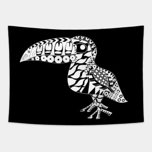 toucan in black landscape ecopop Tapestry