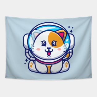 Cute baby cat wearing an astronaut helmet, cartoon character Tapestry