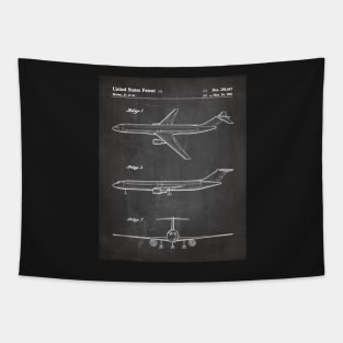 Boeing 777 Airliner Patent - 777 Airplane Art - Black Chalkboard Tapestry