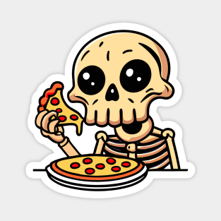 Skull Eating Pizza Cute Cartoon Magnet