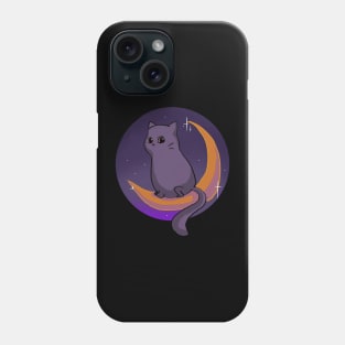 Halloween Cat Sitting on the Moon Phone Case