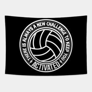 black volleyball players ball with white saying text Tapestry