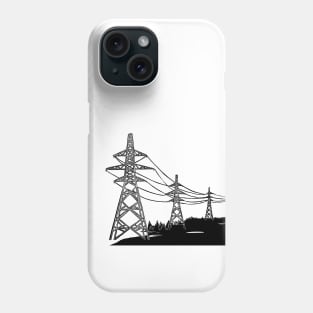 Pylons Linocut Silhouette Phone Case