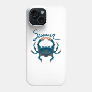 Vintage Summer Aesthetic Blue Crab In Pastel Watercolor Style Phone Case