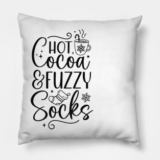 Hot Chocolate Lover, Winter Season Sayings Hot Cocoa and Fuzzy Socks Pillow