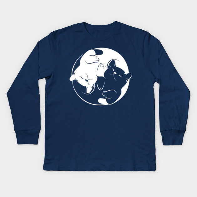 Yin Yang Cat Ying Yang Cats Black And White Kids Long Sleeve T