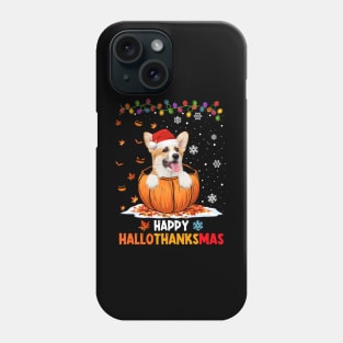 Corgi On Pumpkin Happy Hallothanksmas Phone Case