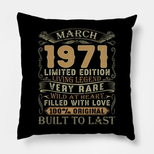 Vintage 50 Years Old March 1971 50th Birthday Gift Pillow