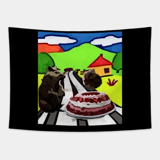 watercolor funny groundhog birthday Tapestry