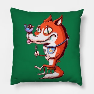 Fox getting ready for meal with bird Pillow