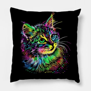 Wwos Whimsical Rainbow Kitty Cutest Colourful Cat Pillow