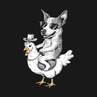 Paola Salome features a dog riding a small chicken T-Shirt