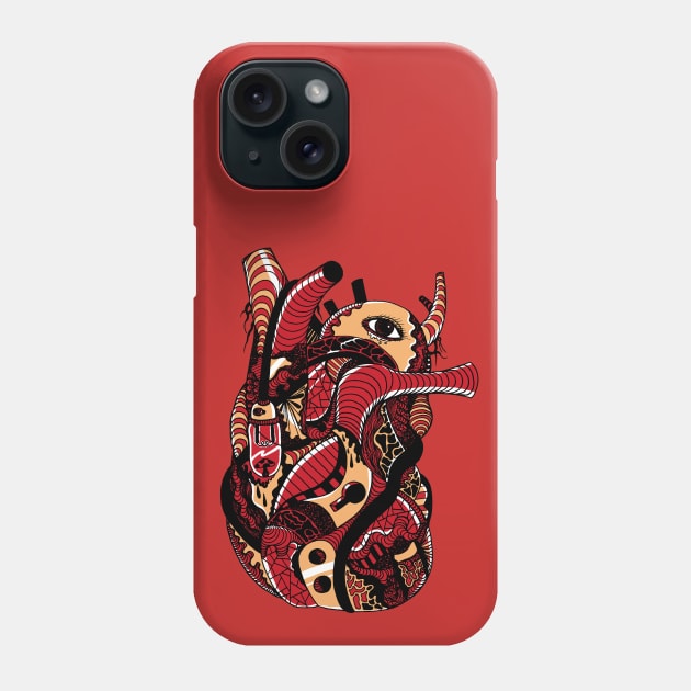 Red and Cream Light Heart Phone Case by kenallouis