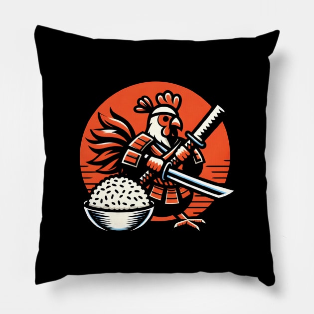 Chicken and Rice Samurai Pillow by ThesePrints