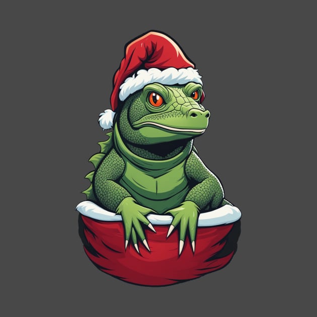 Lizard in santa hat christmas pocket design by Edgi