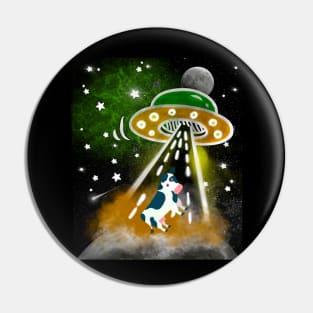 Funny Alien Abduction of Cow Farmer Animal Pin