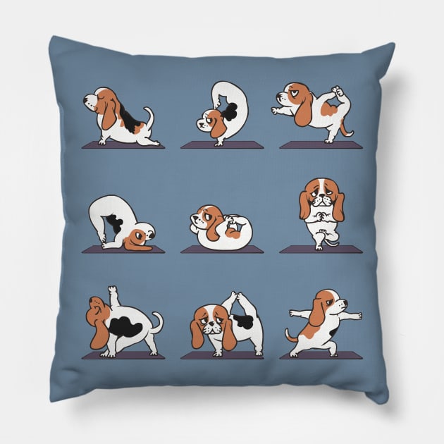 Basset Hound yoga Pillow by huebucket