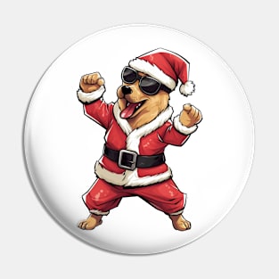 Cartoon Christmas Dogo Argentino Dog Dancing Pin