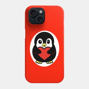 Bold and Bright Penguin With Red Heart Phone Case