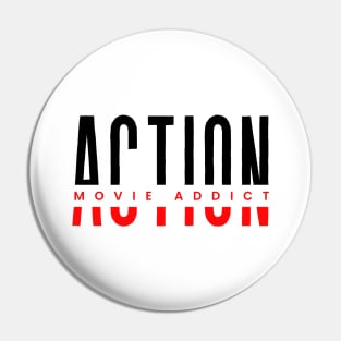 Action movies addict red and black typography design Pin