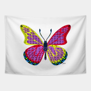 bullet with butterfly wings ecopop mandala zentangle mexican pattern art Tapestry