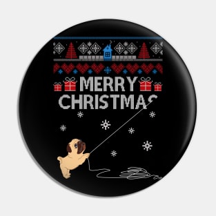 Merry Christmas Funny Naughty Pug Pin