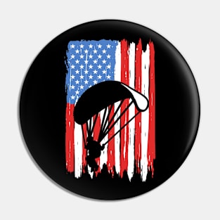 American Flag Paragliding Graphic Pin