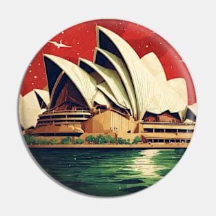 Sydney Opera House Starry Night Australia Vintage Travel Poster Tourism Pin