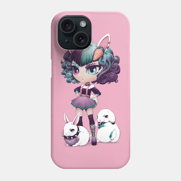 Cute Kawaii Chibi Bunny Girl Phone Case by redappletees