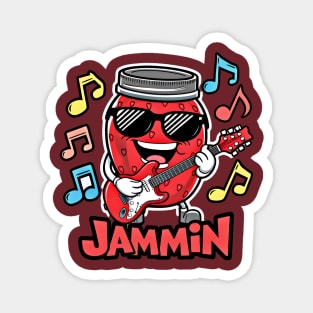 Sweet Jam Session - Rocking Strawberry Jam Jar Magnet